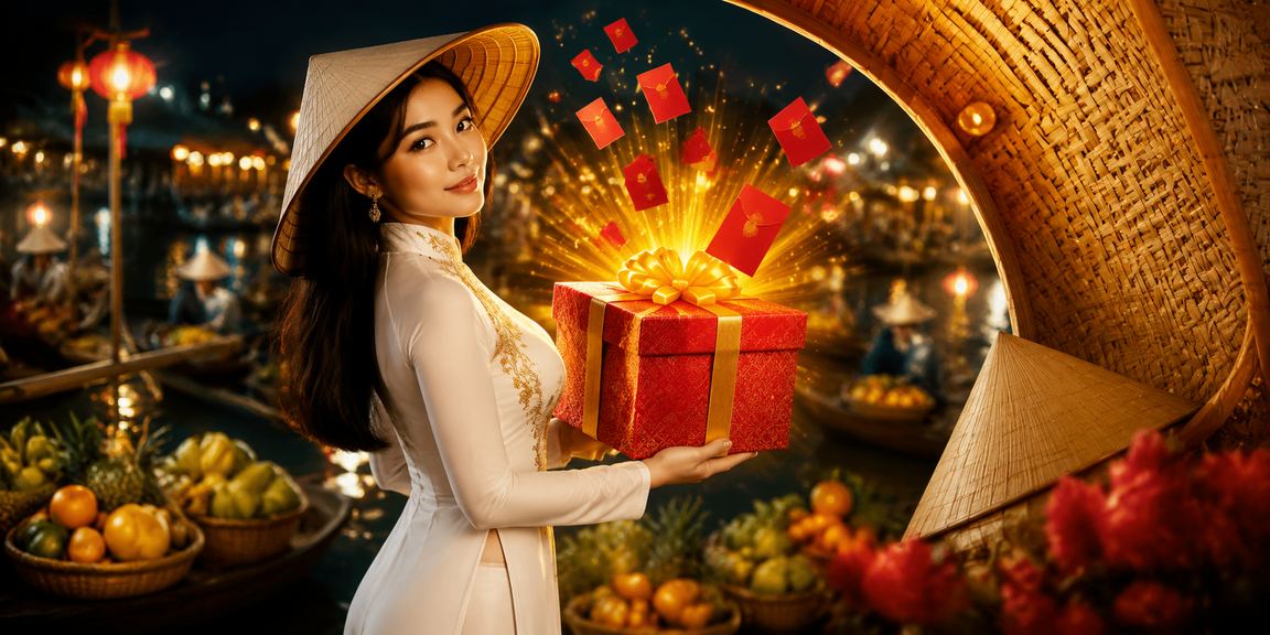 Người chơi nhận phong bì đỏ thưởng chào mừng khi đăng ký tài khoản ở vùng Mekong