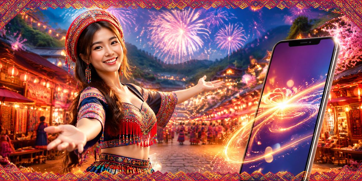 Người dùng thao tác nạp tiền casino trên điện thoại trong không khí lễ hội Sapa